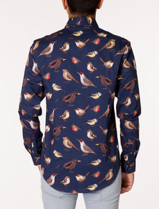 WALT Bird Print Long Sleeve Woven Shirt