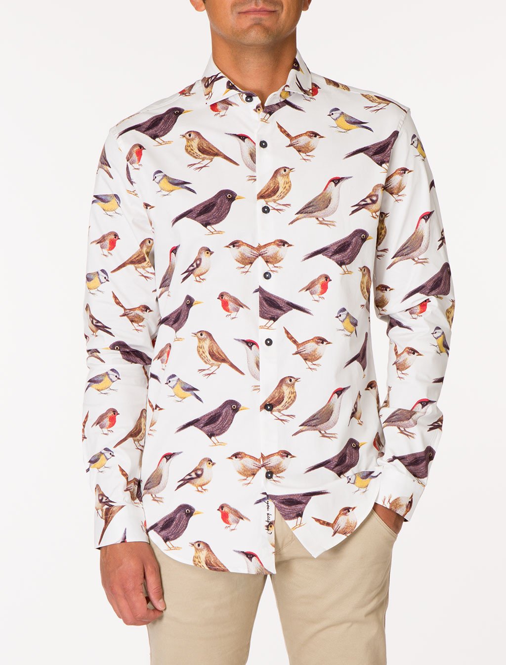 WALT Bird Print Long Sleeve Woven Shirt