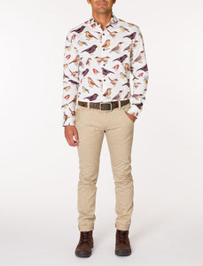 WALT Bird Print Long Sleeve Woven Shirt